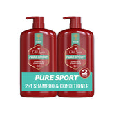 Old Spice Men's 2-in-1 Shampoo and Conditioner for all Hair Types, Pure Sport, Healthier, Fuller, More Moisturized Looking Hair, 29.2 Fl Oz Each, Twin Pack
