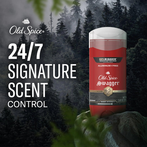 Old Spice Aluminum Free Deodorant for Men, 24/7 Protection to Eliminate Odors, 24/7 Freshness & Lasting Scent, Swagger with Lime & Cedarwood Scent, 3.8 oz (Pack of 3)