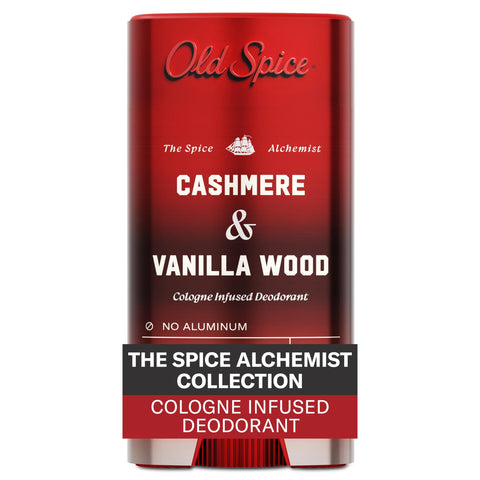Old Spice Aluminum Free Deodorant for Men, The Spice Alchemist Collection, 24/7 Cologne Infused Scent, No Trade Off Formula, Free of Parabens & Phthalates, Cashmere + Vanilla Wood Scent, 3.0 oz
