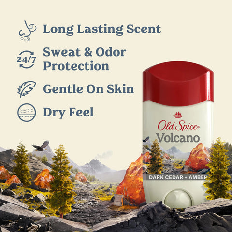 Old Spice Men's Antiperspirant & Deodorant Volcano with Charcoal, 48 Hr Odor Protection, 2.6oz (Pack of 3)