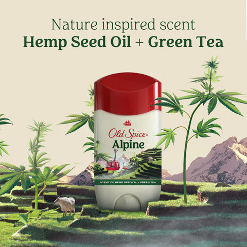 Old Spice Men's Antiperspirant & Deodorant Alpine with Hemp Oil, 2.6oz (Pack of 3)