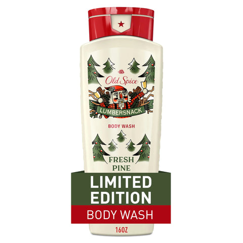 Old Spice Body Wash for Men, Holidudes Limited Edition, 24/7 Holiday Freshness, Lasting Scent and Rich Lather, Stocking Stuffer, Lumbersnack with Fresh Pine Scent, 16 fl oz