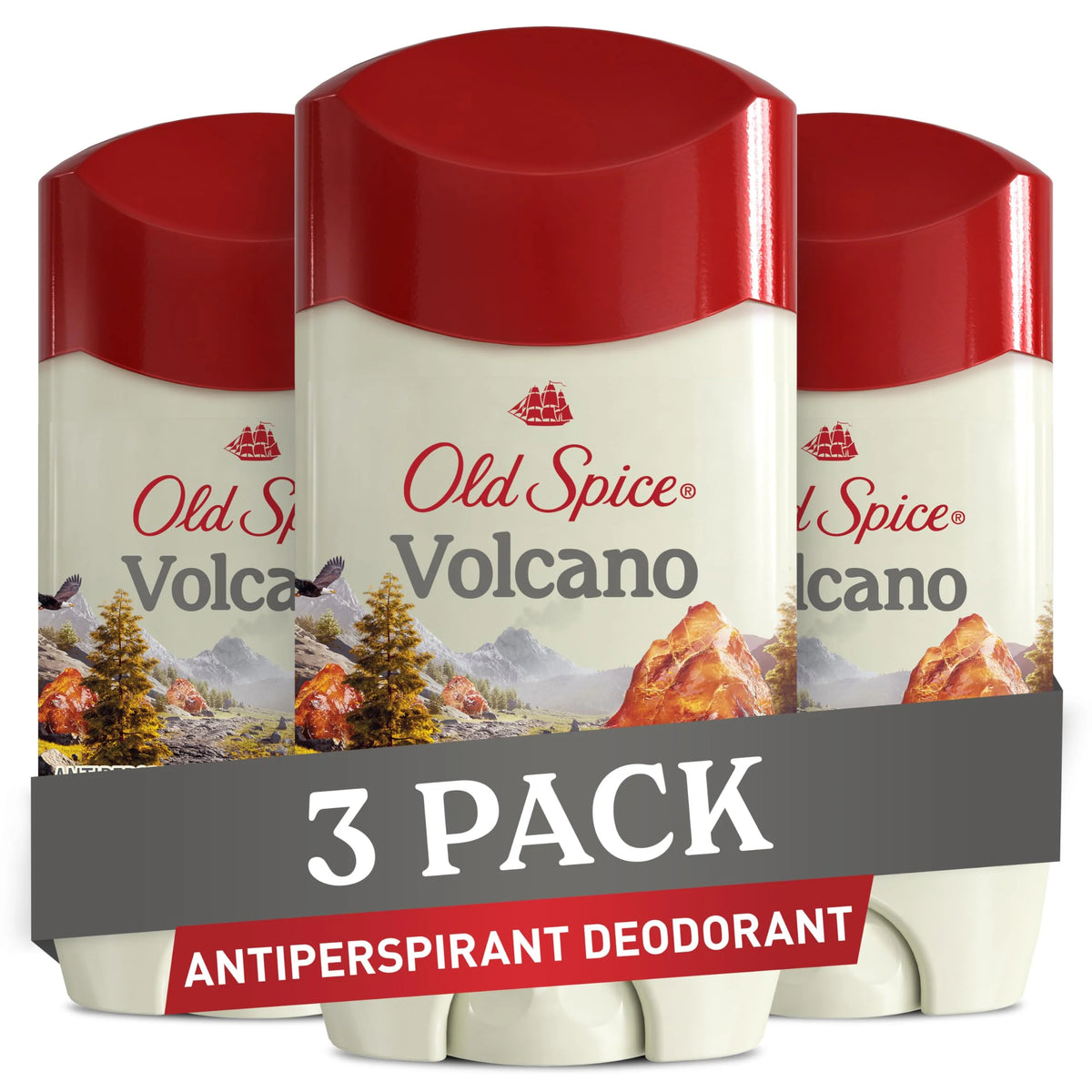 Old Spice Men's Antiperspirant & Deodorant Volcano with Charcoal, 48 Hr Odor Protection, 2.6oz (Pack of 3)