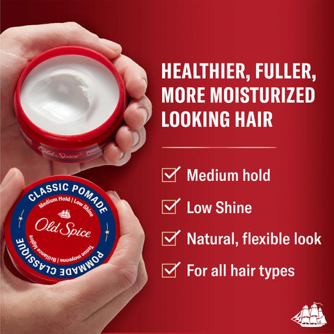 Old Spice Hair Pomade for Men, Medium Hold, Low Shine, Men's Hair Styling, 2.22 Oz Each, Twin Pack