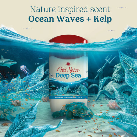 Old Spice Men's Antiperspirant & Deodorant Deep Sea with Ocean Elements, 3.4oz (Pack of 3)