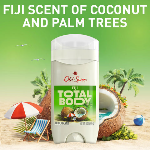 Old Spice Whole Body Deodorant Stick for Men, Aluminum Free, Fiji Scent, 24/7 Odor Protection, 24/7 Lasting Freshness, Dermatologist Tested, Gentle on Skin, Safe to Use All Over, 3.0 oz