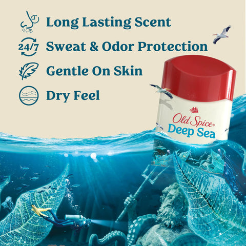 Old Spice Men's Antiperspirant & Deodorant Deep Sea with Ocean Elements, 3.4oz (Pack of 3)