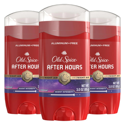 Old Spice Aluminum Free Deodorant for Men, 24/7 Odor Protection, 24/7 Freshness & Lasting Scent, Afterhours with Spice Scent, 3.0 oz (Pack of 3)