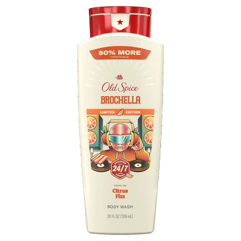 Old Spice Body Wash for Men, Summerdudes, 24/7 Shower Fresh with Daily Use, Long Lasting Scent, Cleanse & Refresh Skin, VIP Festival Experience, Brochella with Citrus Fizz Scent, 24 oz
