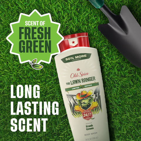 Old Spice Body Wash for Men, Summerdudes, 24/7 Shower Fresh with Daily Use, Long Lasting Scent, Cleanse & Refresh Skin, VIP Festival Experience, Lawn Ranger with Fresh Green Scent, 24 oz