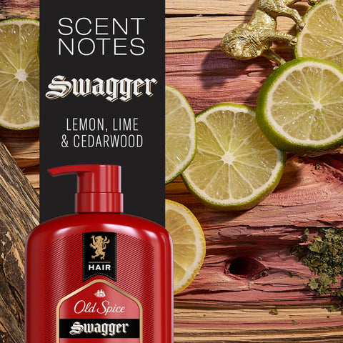 Old Spice Men's 2-in-1 Shampoo and Conditioner, Swagger, Cedarwood Lime Scent, Healthier, Fuller, More Moisturized Looking Hair, Barbershop Quality, 29.2 Fl Oz Each, Twin Pack