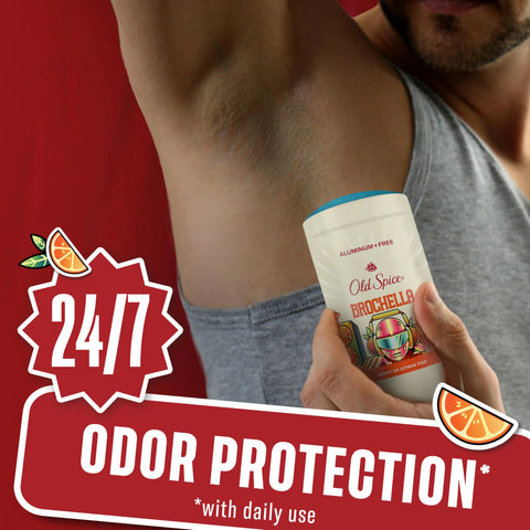 Old Spice Aluminum Free Deodorant for Men, Summerdudes, 24/7 Odor Protection with Daily Use, 24/7 Sunny Freshness & Long Lasting Scent, Smooth Glide, Brochella with Citrus Fizz Scent, 3.0 oz