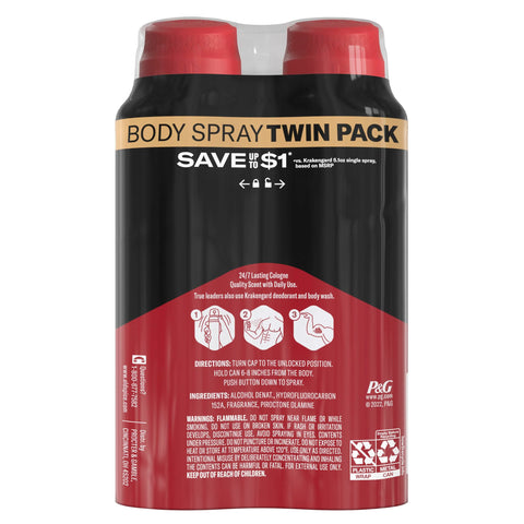 Old Spice Aluminum Free Body Spray for Men, Krakengard, 5.1 Oz (Pack of 4)